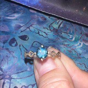 London Blue Topaz Sterling Silver Filigree Ring Size 10